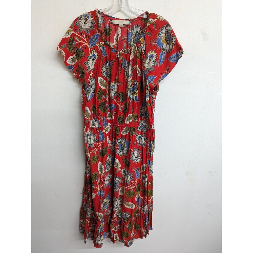 Loft Women's Plus Size Red Hawaiian Midi Floral Dress Size 20